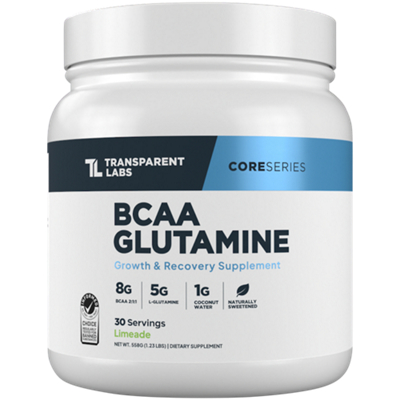 BCAA Glutamine - Growth & Recovery Supplement - 8g BCAA - Limeade (30 Servings)