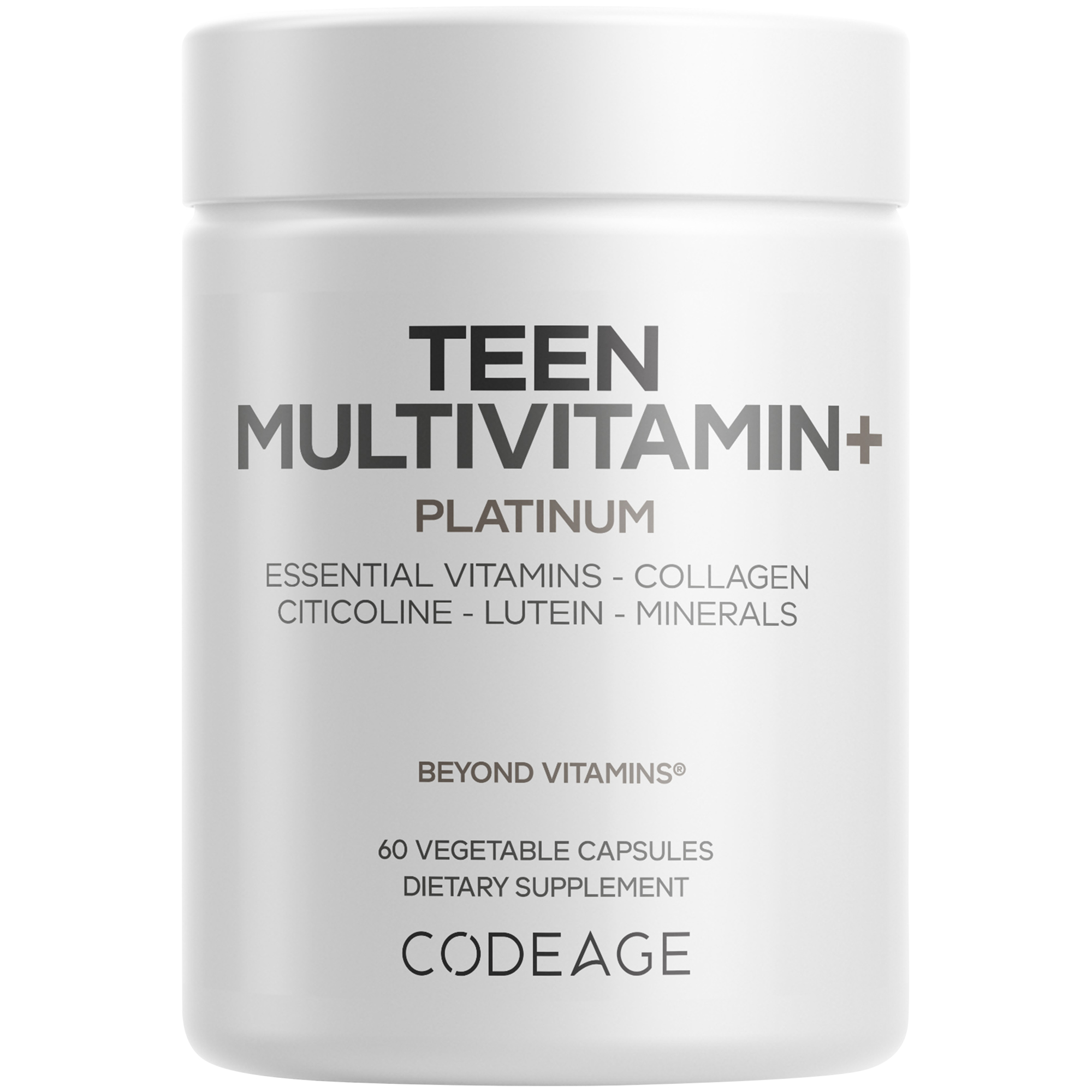 Teen Multivitamin   Essential Vitamins Collagen Citicoline Lutein  Minerals 60 Vegetable Capsules