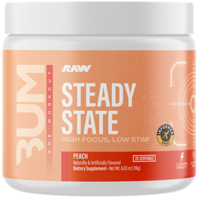 Steady State Pre Workout - High Focus, Low Stim - Peach (6.63 oz/20 Servings)