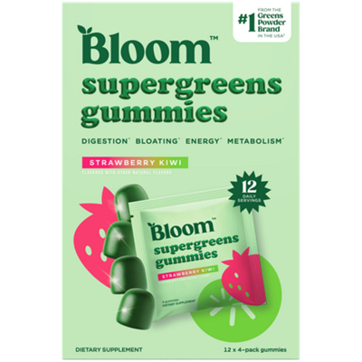 Supergreen Gummies - Digestion, Bloating, Energy & Metabolism - Strawberry Kiwi (12 x 4 Pack Gummies)