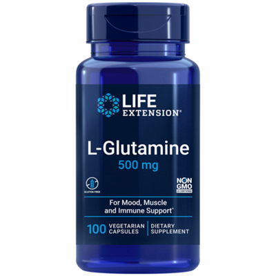 L Glutamine - 500 mg - For Mood, Muscle & Immune Support (100 Vegetarian Capsules)