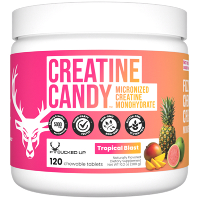 Creatine Candy - Micronized Creatine Monohydrate - 5000 mg Creatine - Tropical Blast (120 Chewable Tablets)