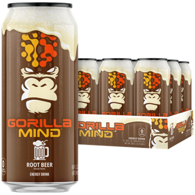 Gorilla Mind Energy Drink – Root Beer (12 Drinks, 16 fl. oz. Each)