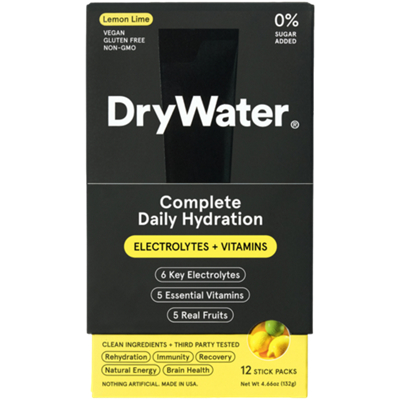 Complete Daily Hydration - Dry Water - Electrolytes + Vitamins - Lemon Lime (12 Packs)