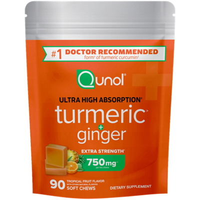 Turmeric + Ginger Chews - 75 MG - Tropical Fruit (90 Soft Chews)