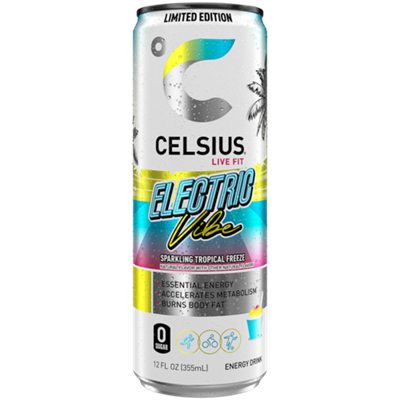 Celsius Live Fit Sparkling Energy Drink - No Sugar - Sparkling Tropical Freeze (12 Drinks, 12 Fl Oz. Each)