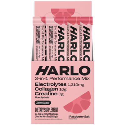Electrolytes 3 in 1 Performance Mix - Electrolytes 1310 mg, Collagen 10g & Creatine 3g - Raspberry Salt (15 Stick Packs)