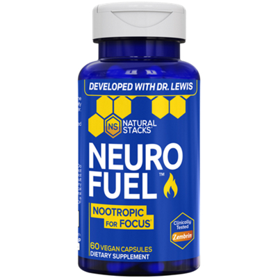 Neuro Fuel - Nootropic for Focus - Clinically Tested Zembrin - Developed with Dr. Lewis (60 Vegan Capsules)
