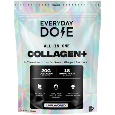 All In One Collagen Plus - L Theanine, Lion's Mane, Chaga & Cordyceps - 200g Collagen, 18 Amino Acids (5.11 oz.)