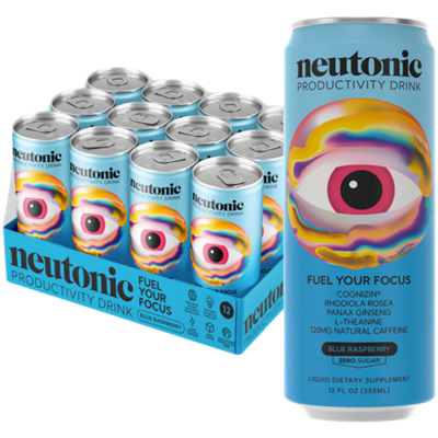 Productivity Drink to Fuel Your Focus with Cognizin - Blue Raspberry (12 Drinks, 12 Fl. Oz. Each)