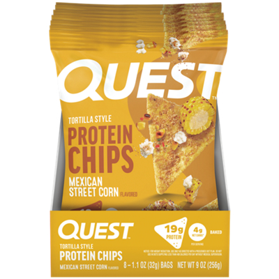 Tortilla Style Protein Chips - 19g Protein - Mexican Street Corn (8 Bags)