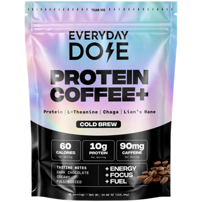 Protein Coffee+ - Protein, L-Theanine, Chaga & Lion's Mane - 10g Protein - Cold Brew (14.68 oz.)
