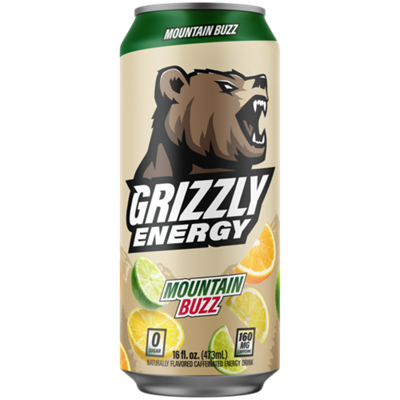 Grizzly Energy Drink - Zero Sugar - Energy Mountain Buzz (12 Pack)