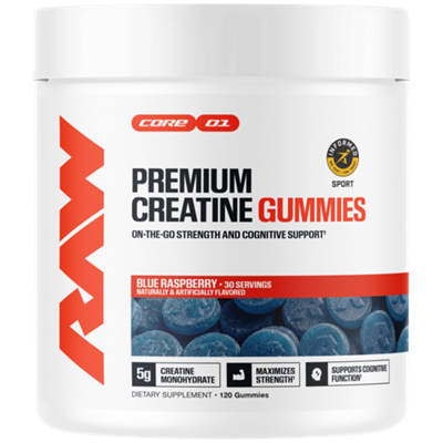 Premium Creatine Gummies - On The Go Strength & Cognitive Support - Blue Raspberry (30 Servings)