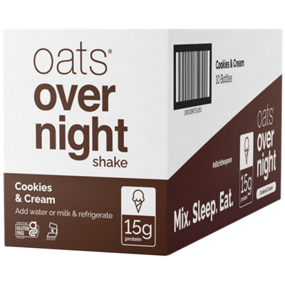 Oats Over Night Shake - 15g  Protein - Cookies & Cream (10 Bottles)