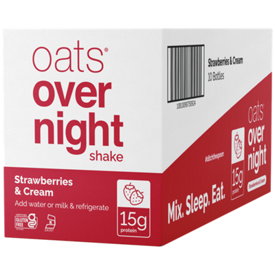 Oats Over Night Shake - 15g  Protein - Strawberries & Cream (10 Bottles)