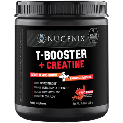 T-Booster + Creatine - Boost Testosterone + Enhance Muscle - Fruit Punch (10.79 oz.)