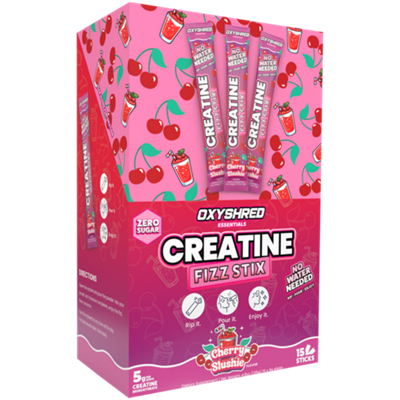 Creatine Fizz Stix - Zero Sugar - No Water Needed - 5g Creatine - Cherry Slushie (15 Sticks)