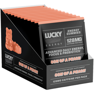 Energy Gummies - Advanced Daily Energy, Focus & Prebiotics - 128 mg Caffeine - Son of a Peach (10 Pack)