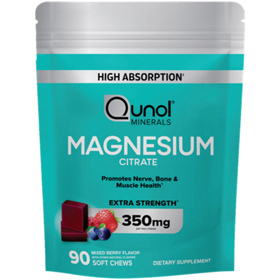 Magnesium Citrate Chews - Promotes Nerve, Bone & Muscle Health - Extra Strength - Mixed Berry (90 Gummies)