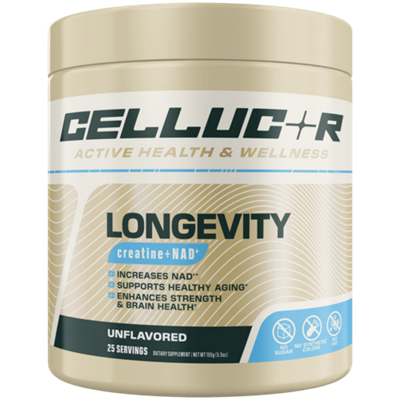 Longevity + Creatine + NAD Powder - Supports Healthy Aging, Enhances Strength & Brain Health - Unflavored (25 Servings)