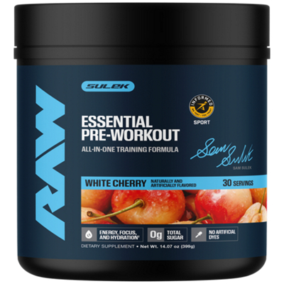 Essential Pre Workout - Energy, Focus & Hydration - Sam Sulek Edition - White Cherry (30 Servings)
