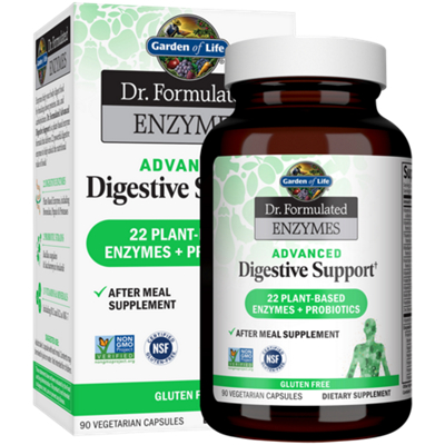 Advanced Digestive Support - 22 Plant Based Enzymes + Probiotics - Gluten Free (90 Vegetarian Capsules)