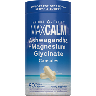 MaxCalm - Ashwagandha + Magnesium Glycinate - Support For Occasional Stress & Anxiety (90 Vegan Capsules)