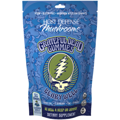Hot Defense Mushrooms - Grateful Dead Gummies - Turkey Tail, Zinc & Vitamin C - Elderberry Medley (90 Gummies)