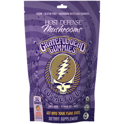 Hot Defense Mushrooms - Grateful Dead Gummies - Lion's Mane, Vitamin B12 & Niacin - Orange Sunshine (90 Gummies)