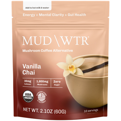 MUD\WTR Vanilla Chai - 30 mg Caffeine - Calm Energy, Focus & Immune Support - Vanilla Chai (10 Servings)