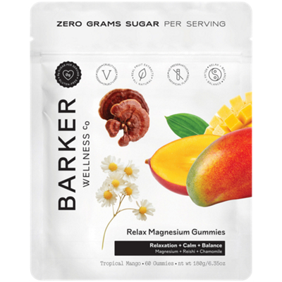 Relax Magnesium Gummies - Relaxation + Calm + Balance - Tropical Mango (60 Gummies)
