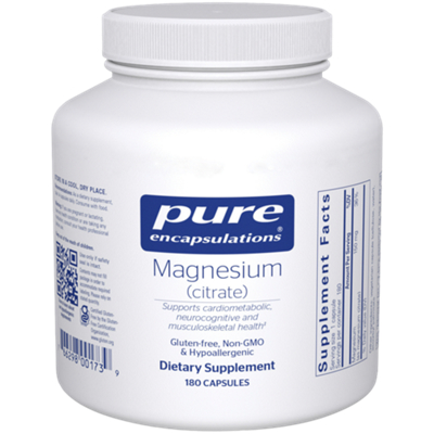 Magnesium Citrate - Muscle Function, Nerve Signaling, Energy Production & Bone Health (180 Capsules)