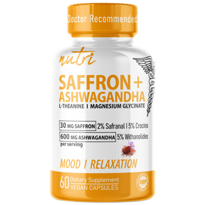 Saffron + & Ashwagandha Complex - Mood & Relaxation (60 Vegan Capsules)