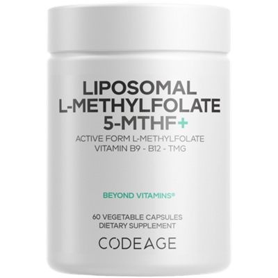 Liposomal L-Methylfolate - 5 MTHF+ - Vitamin B9, B12 & TMG (60 Capsules)