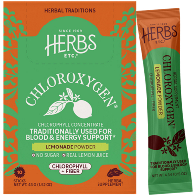 Chloroxygen - Supports Blood & Energy Support - Lemonade Powder (10 Stick Packets)