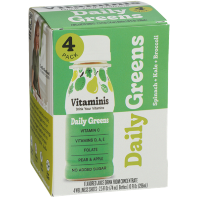 Daily Greens - Vitamin C,D,A,E & Folate - Pear & Apple (4 Pack)