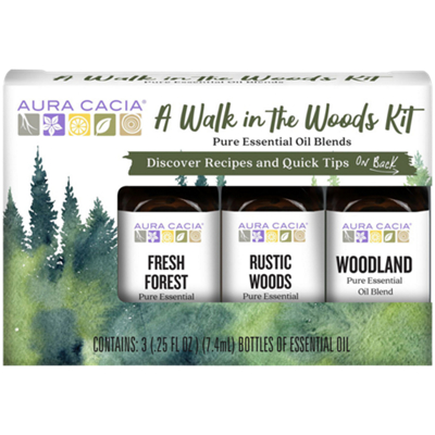 A Walk in the Woods Kit - Pure Essential Oil Blends - Fresh Forrest, Rustic Woods & Woodland (3 Bottles)