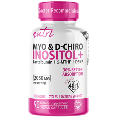 Myo & D-Chiro Inositol + - 2050 mg - Lactalbumin , 5-MTHF & D3K2 (90 Vegan Capsules)