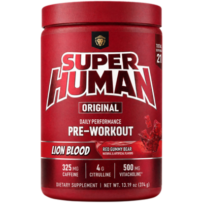 Super Human Original - Daily Performance Pre-Workout - Lion Blood - Red Gummy Bear (13.19 oz./21 Servings)