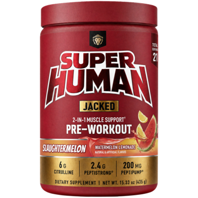 Super Human Jacked - 2-in-1 Pre-Workout  - Slaughtermelon - Watermelon Lemonade (15.33 oz./21 Servings)