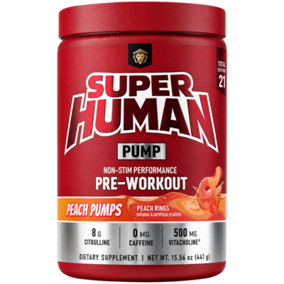 Super Human Pump - Pre-Workout  - Peach Pumps - Peach Rings (15.56 oz./21 Servings)