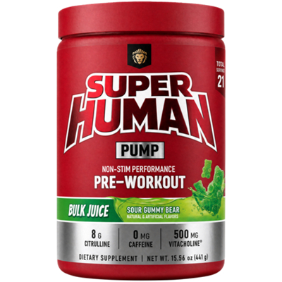 Super Human Pump -Pre-Workout  - Bulk Juice - Sour Gummy Bear (15.56 oz./21 Servings)
