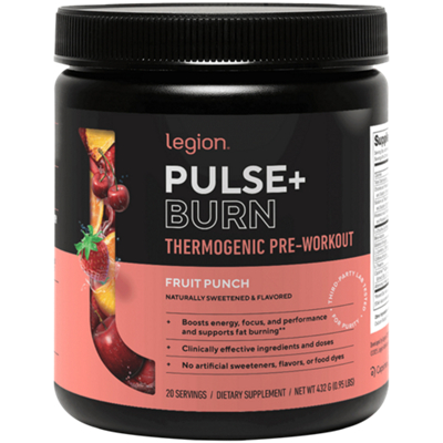 Pulse & Burn Thermogenic Pre-Workout - Promotes Energy, Enhanced Training & Performance - Fruit Punch (20 Servings)