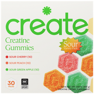 Creatine Gummies - Supports Lean Muscle, Recovery, Energy & Cognition - Sour Variety Pack (30 Packs)