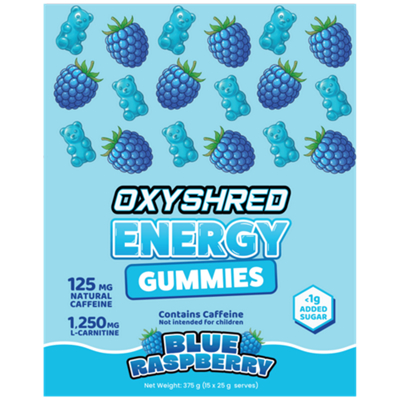 Energy Gummies - 25 mg Natural Caffeine - Blue Raspberry (15 Bags)