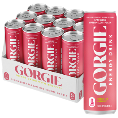 Energy Drink - Green Tea Caffeine & 0g Sugar - Sparkling Watermelon Splash (12 fl oz. / 12 Drinks)