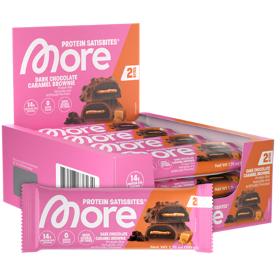 Protein Bar - Protein Satisbites - 14g Protein - Dark Chocolate Caramel Brownie (12 Bars)
