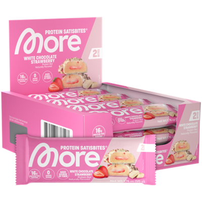Protein Bar - Protein Satisbites - 16g Protein - White Chocolate Strawberry (12 Bars)