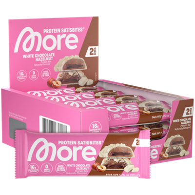 Protein Bar - Protein Satisbites - 16g Protein - White Chocolate Hazelnut (12 Bars)